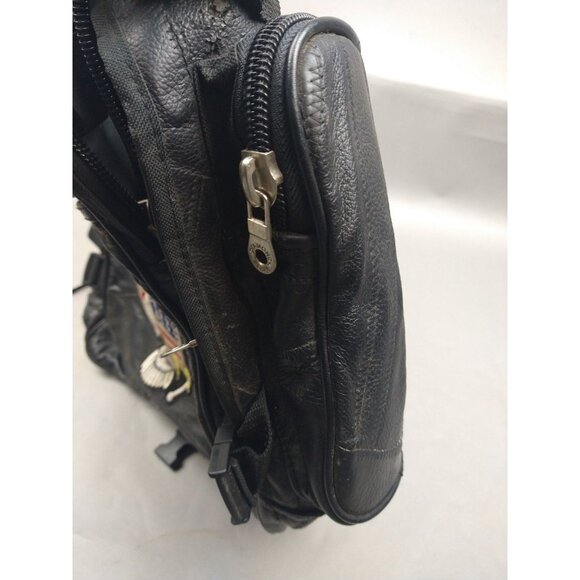 Leather Motorcycle Pack LIVE TO RIDE Buffalo Diamond Plate - Backpack 🔥 - Picture 11 of 13
